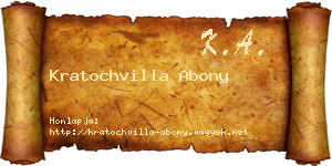 Kratochvilla Abony névjegykártya